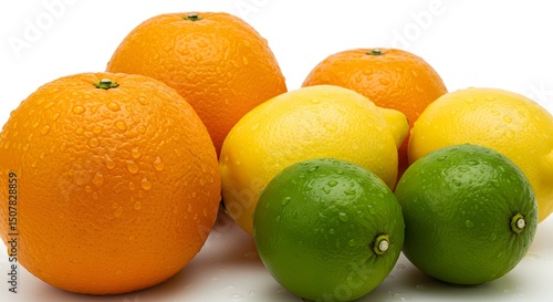 oranges and lemons isolated on white background
