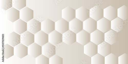 Beige honeycomb pattern with subtle shadows creating a modern and geometric  gradient background.