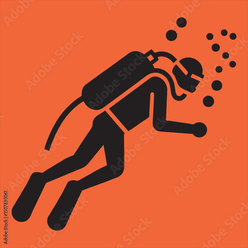 Scuba diver icon underwater diving silhouette