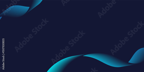 Flowing dark blue curve shapes on dark blue vector abstract background, soothing art, can depict medical health or music sound.