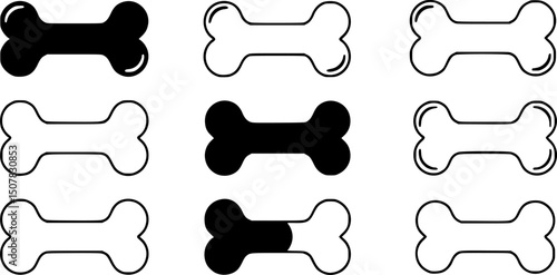 dog bone silhouette, black and white silhouette, vector and illustration
