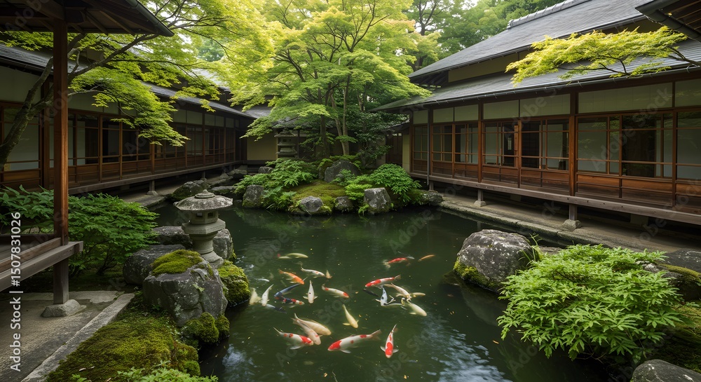 Naklejka premium koi fish in pond 