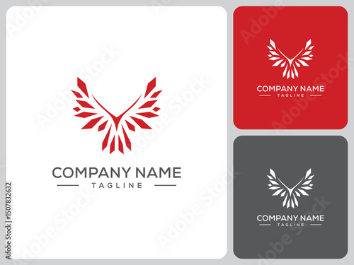 abstract red phoenix logo vector