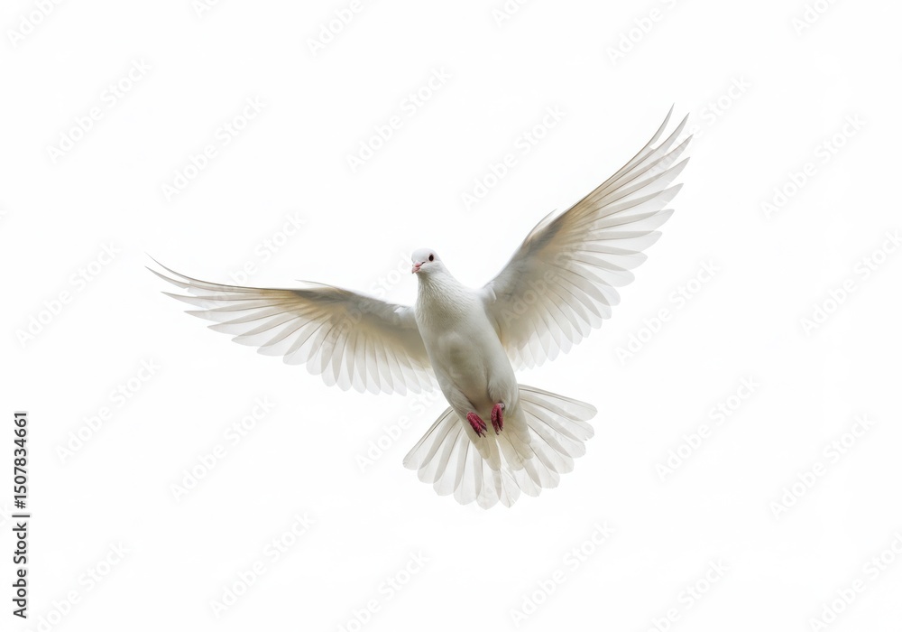 Naklejka premium White dove flying isolated on white background