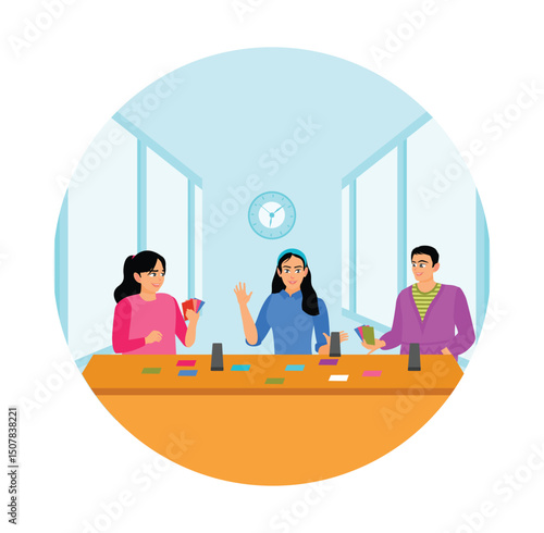 Three Friends Playing Card Games Together at Home.