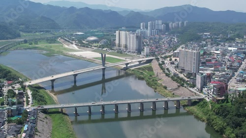 bridge over river in the city