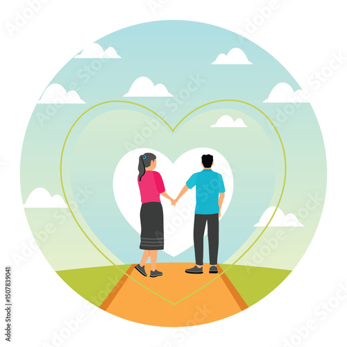 Couple Holding Hands Walking in Nature Symbolizing Love and Togetherness.