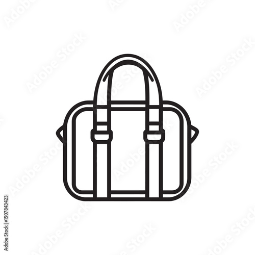 Sleek black outline showcases the duffel bag's design with a transparent background