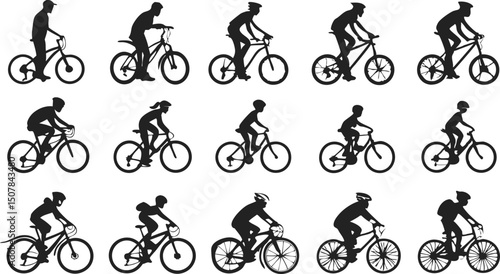 Cycling Silhouettes A Collection of Bicycle Riders in Various Poses