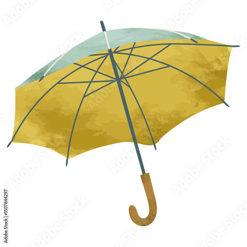 水彩で描いた絵本タッチな雨傘のイラスト
