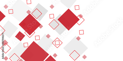 White background with abstract red grey square decoration. Vector illustration for modern presentation background, brochure design, business card background, website slider, landing page