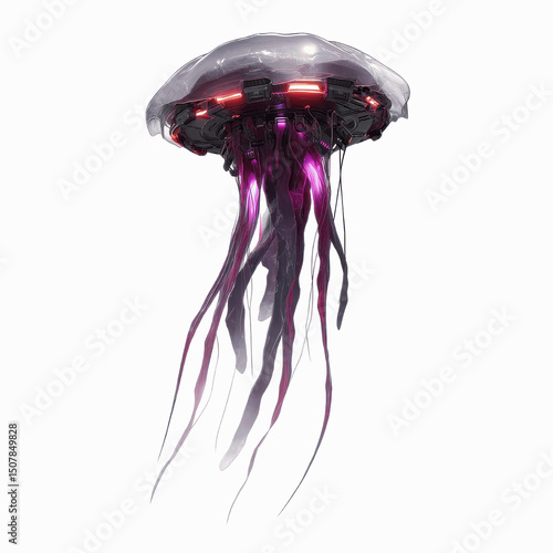 Bio-luminescent Robotic Jellyfish Futuristic Underwater Drone Concept