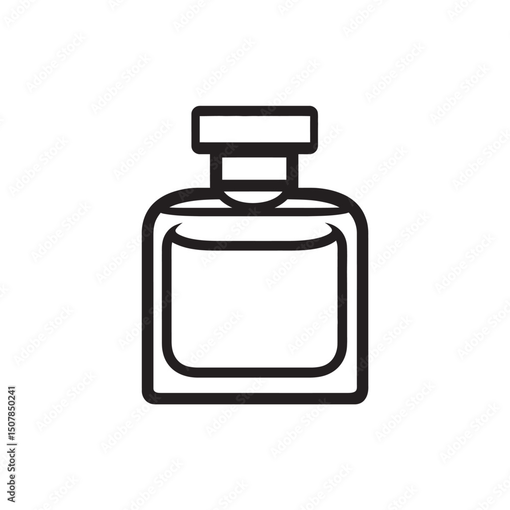 Stylish perfume bottle showcases clean, bold line work, with an elegant, minimalist contour Stylish perfume bottle showcases clean, bold line work, with an elegant, minimalist contour