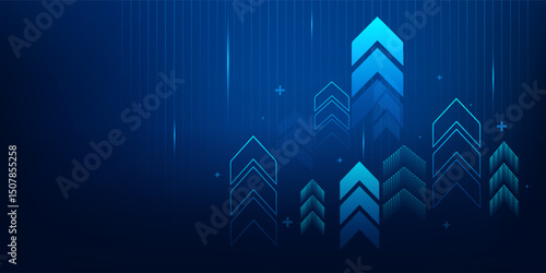 business arrow up growth technology on grid line dark blue background. graph stock market trading investment.vector eps10