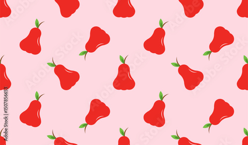 Rose apple fruit seamless for pattern fabric, simple rose apple fruit cute repeat in square background, illustration fruit pattern wallpaper