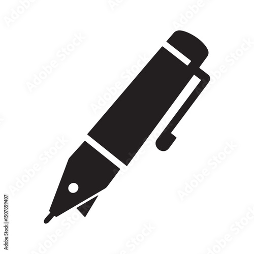Pen Logo design concept Silhouette white Background