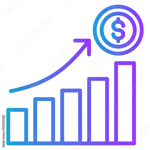 Bar Chart gradient color icon