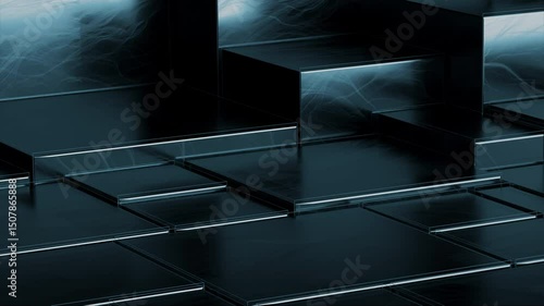 abstract rising black cubes loop