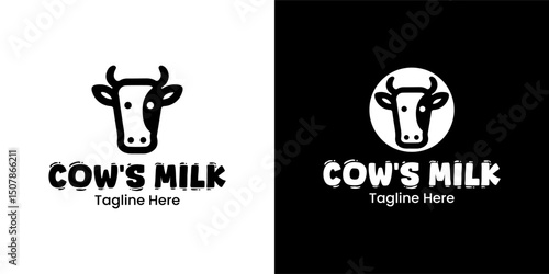 Cows Milk Logo Design Dairy Cow Milk Logo for Food Branding