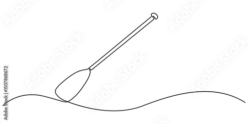 oar continuous one line drawing, vector graphic illustration, Paddles and oars vector icon in outline style, Isolated modern oar concept, boat paddle continuous one line drawing, Continuous single one