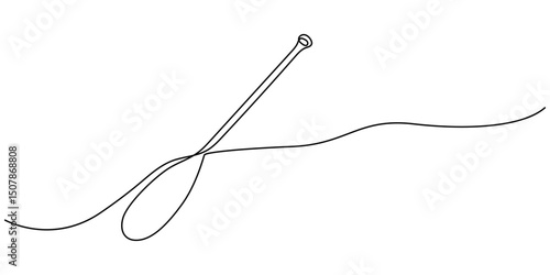 oar continuous one line drawing, vector graphic illustration, Paddles and oars vector icon in outline style, Isolated modern oar concept, boat paddle continuous one line drawing, Continuous single one
