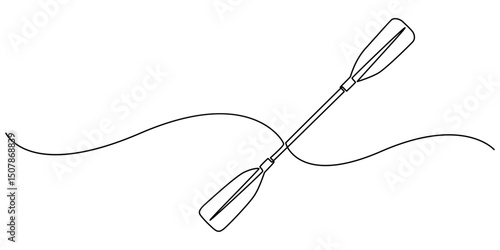 oar continuous one line drawing, vector graphic illustration, Paddles and oars vector icon in outline style, Isolated modern oar concept, boat paddle continuous one line drawing, Continuous single one