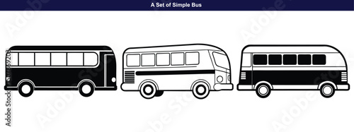 Line art coach bus illustration isolated on white background