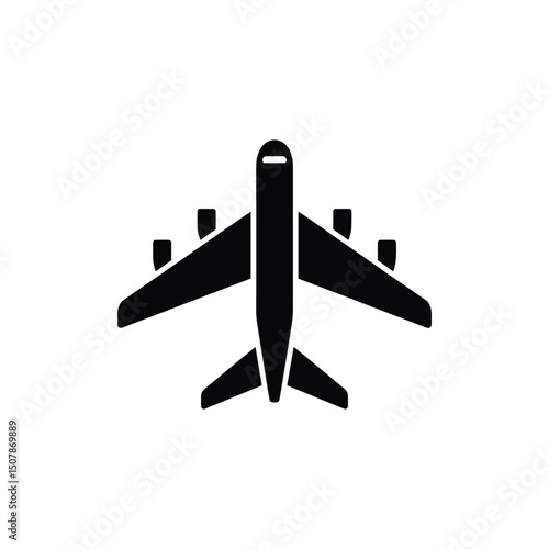 Jet Airplane Silhouette with Six Engines Isolated on Transparent Background