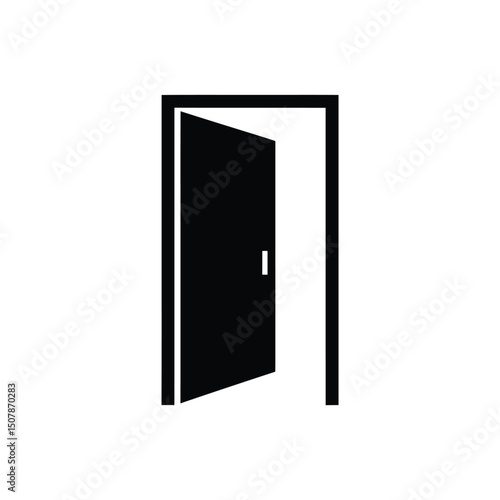 Opened Doorway Silhouette On Transparent Background In Black And White Color
