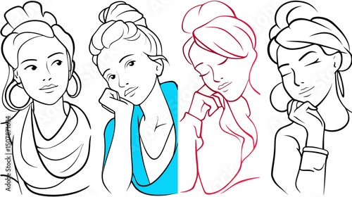Watercolor Fashion Illustrations - simple vector, isolated on white background   