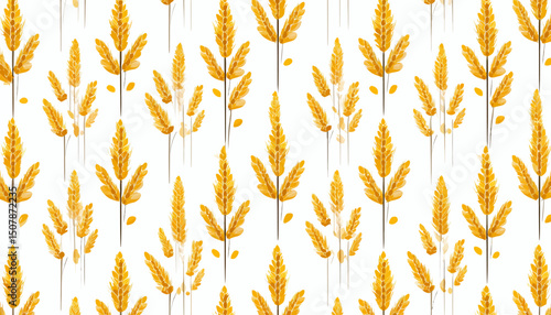 Wheat Brush Texture Seamless Pattern Background � Hand Drawn Crayon Brush Abstract Floral Wheat Design, Grunge Print Vector Illustration