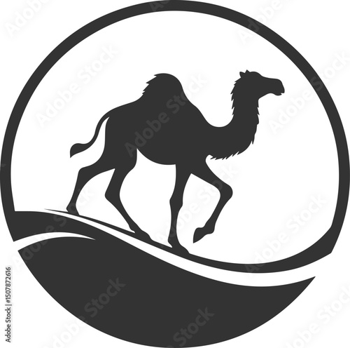 Vector black drawing of a camel animal silhouette