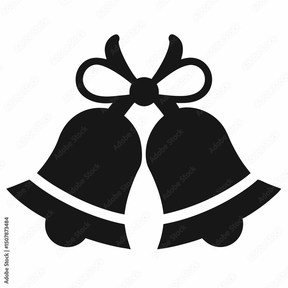 Naklejka premium Bells with Ribbon Silhouette Vector Illustration for Festive Decoration Design