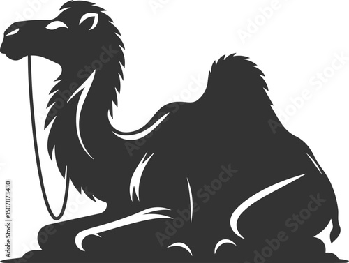 Vector black drawing of a camel animal silhouette
