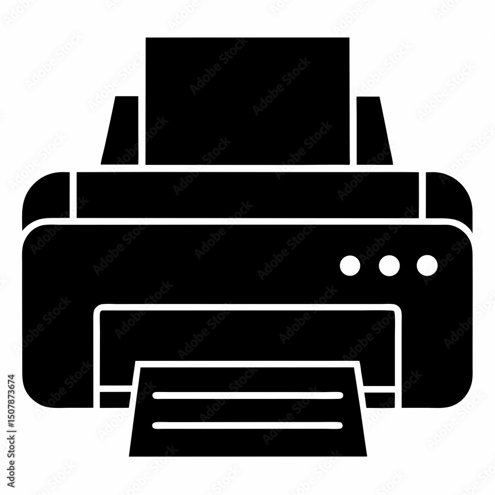 Printer Vector Icon Silhouette Minimalist Print Icons for Tech and Office Design Printer Vector Icon Silhouette Minimalist Print Icons for Tech and Office Design