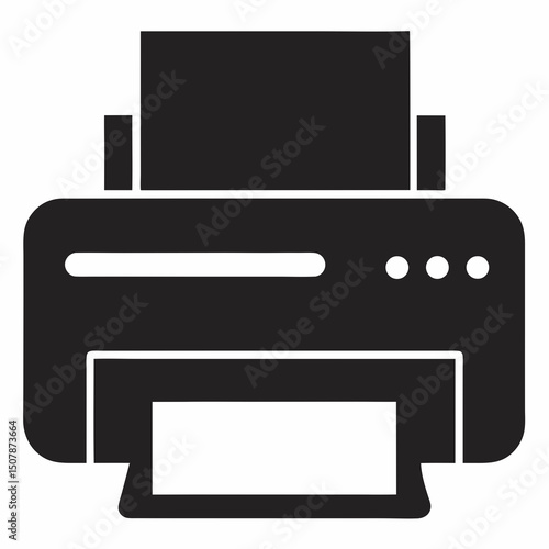 Printer Vector Icon Silhouette Minimalist Print Icons for Tech and Office Design