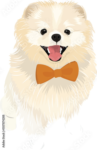 Pomeranian smiling dog drawing cute puppy