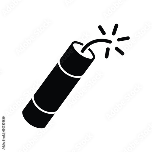Black dynamite stick icon exploding graphic