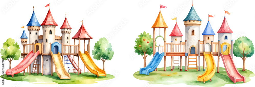 Naklejka premium cartoon castle vector illustration 