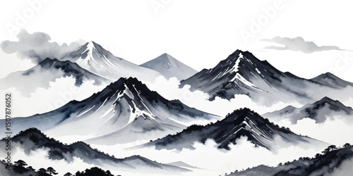 Snowy mountain peaks in a cold winter landscape