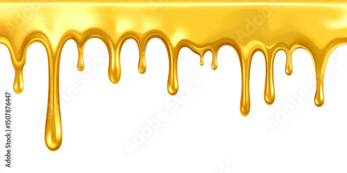 Golden water dripping on a white background.
