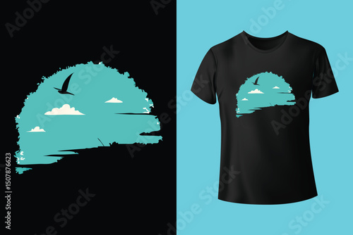 Summer Escape T-Shirt Design – Beach and Palm Tree Vector, Hot Summer Vibes – Stylish T-Shirt Graphic for Sunny Days, Beach Mood T-Shirt Art – Summer Illustration with Sun and Sea, Summer Daydream.