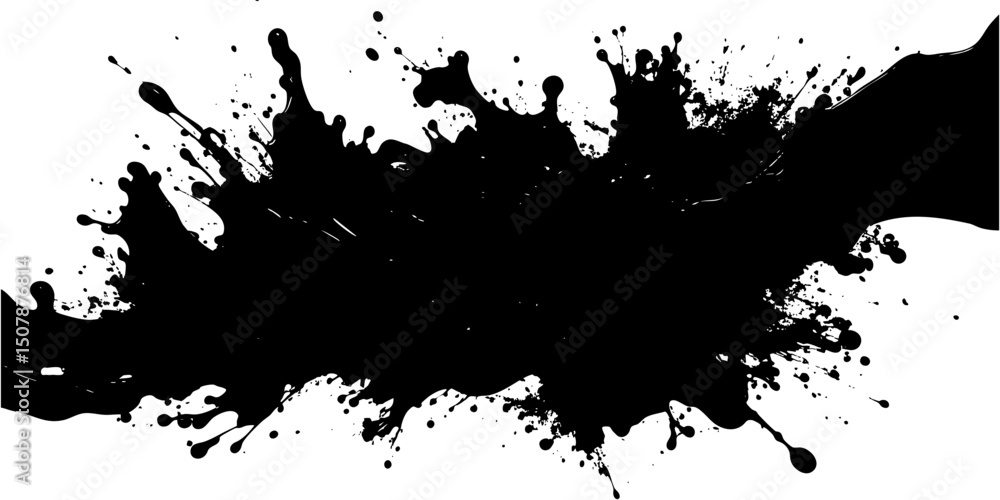 Fototapeta premium Grunge black ink splatter texture design elements 