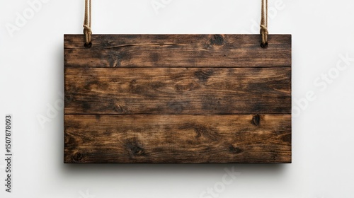 Rustic Wooden Signboard Hanging on Twine