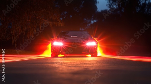 Night Drive: A Sports Car's Glowing Journey