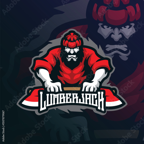 Lumberjack mascot logo with modern illustration concept style for badge, emblem and t shirt printing. Lumberjack illustration for sport team.