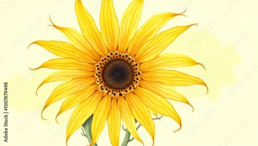 Fototapeta premium A detailed illustration of a vibrant sunflower.