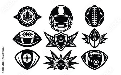 American Football Graphics Helmet, Ball, and Emblem Designs