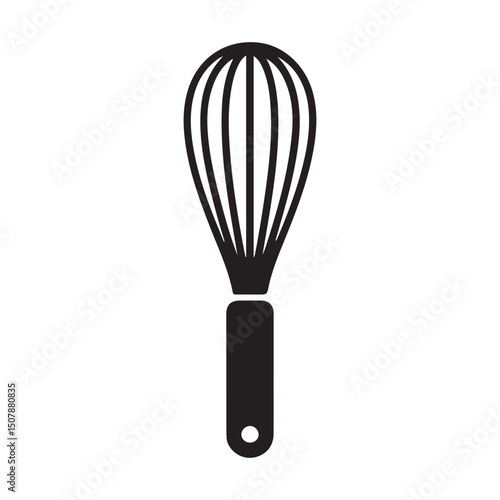 Balloon whisk for mixing and whisking flat vector icon for cooking apps and websites. Vector black silhouette. with white background