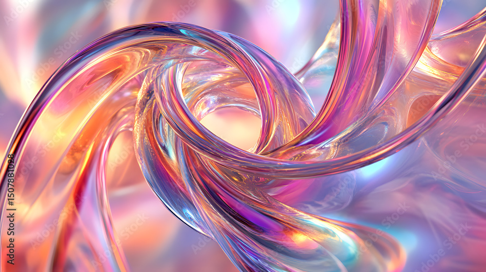 Abstract swirling shapes with a glossy texture and vivid colors, blend pink, blue, and metallic hues Abstract swirling shapes with a glossy texture and vivid colors, blend pink, blue, and metallic hues
